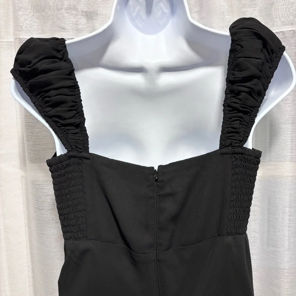 NWT Abercrombie & Fitch Black Chiffon Empire Waist Maxi Dress Medium Bridgerton